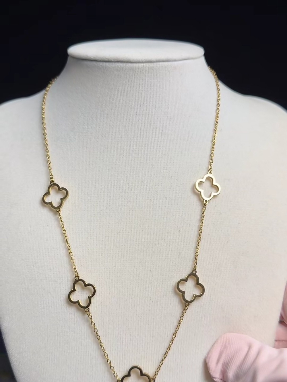 Gold Clover Link Long Necklace - Women Jewelry